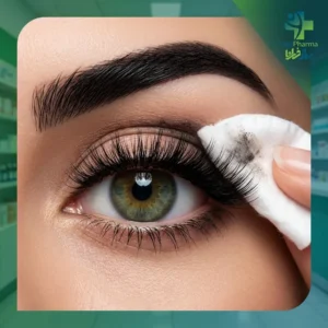 پاک کردن آرایش چشم با پد روی پلک بسته
