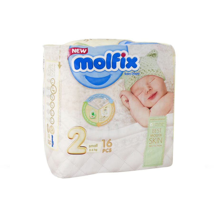 molfix S2 پوشک مولفیکس سایز ۲ مخصوص نوزادان 3 تا 6 کیلوگرم