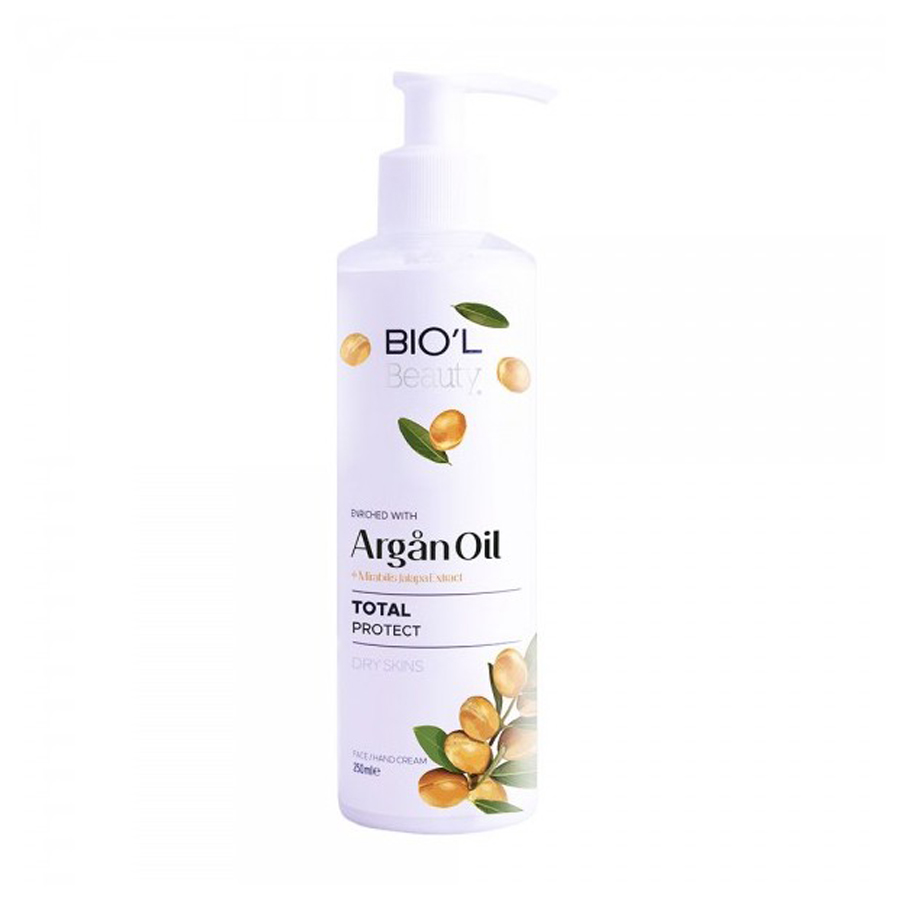 biol argan oil کرم مرطوب کننده ARGAN OIL بیول پمپی حجم 250 میلی لیتر