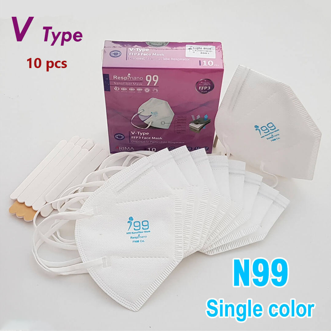 Respinano_V_Single color_99_07 ماسک بدون سوپاپ N99 رسپی نانو مدل وی تایپ (تک رنگ) - Image 1