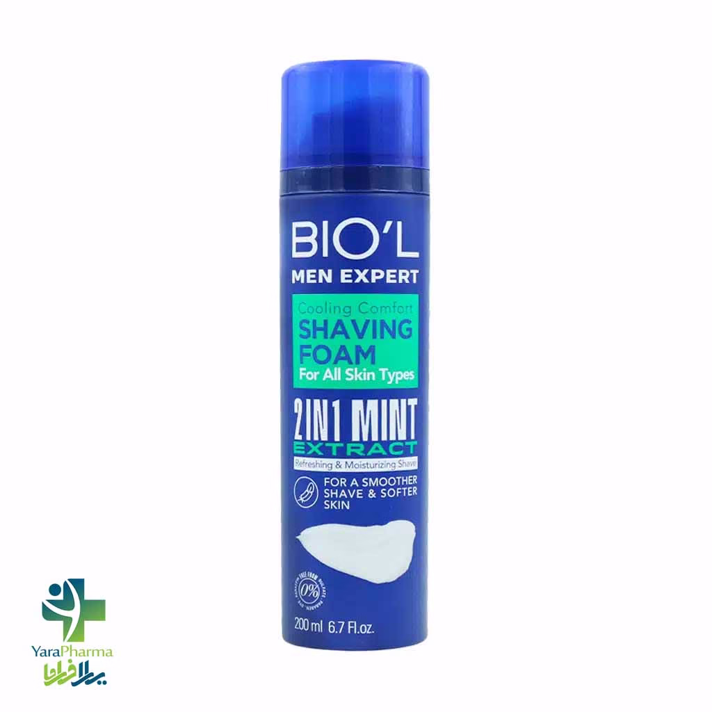 Biol Shaving Foam With Mint Extract 200 ml خرید و قیمت فوم اصلاح مردانه بیول حاوی عصاره نعنا