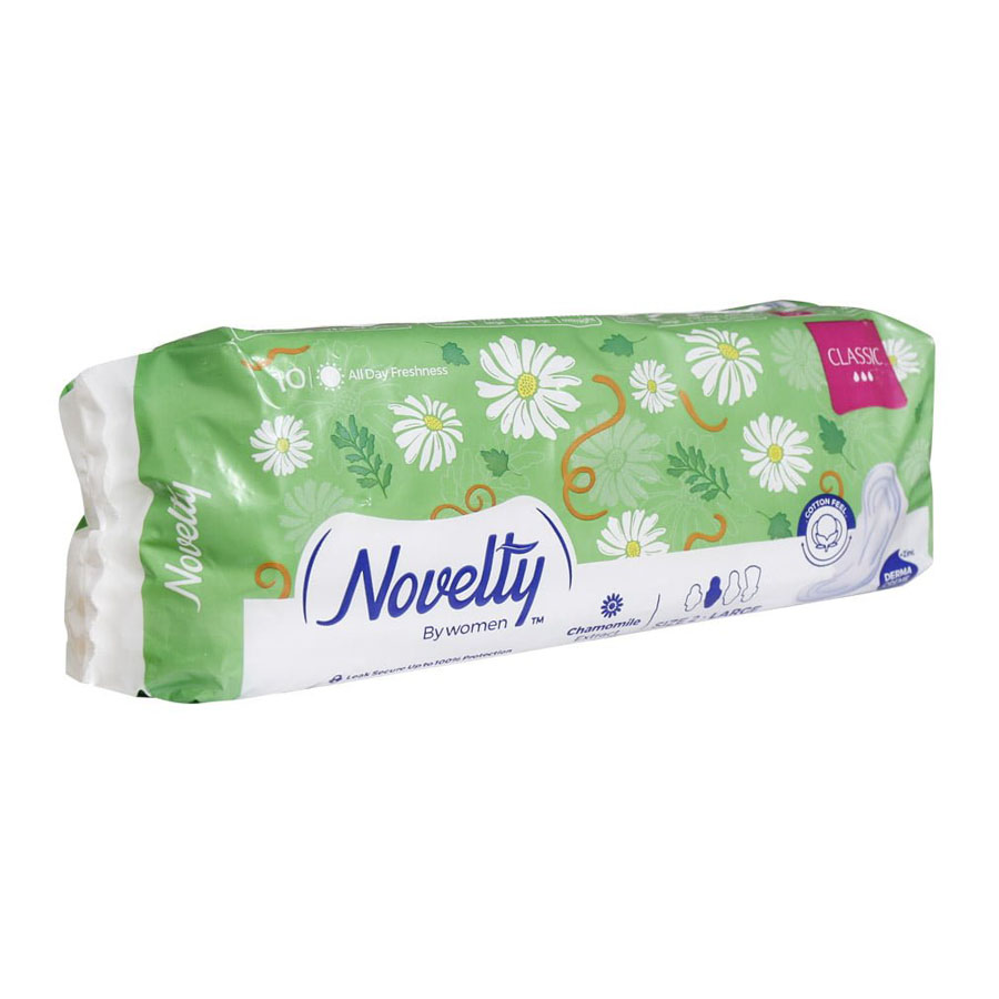 Novelty Classic Women Pad Cotton Feel 10 pads نوار بهداشتی کتانی سایز بزرگ کلاسیک ناولتی بسیار ضخیم 10 عدد