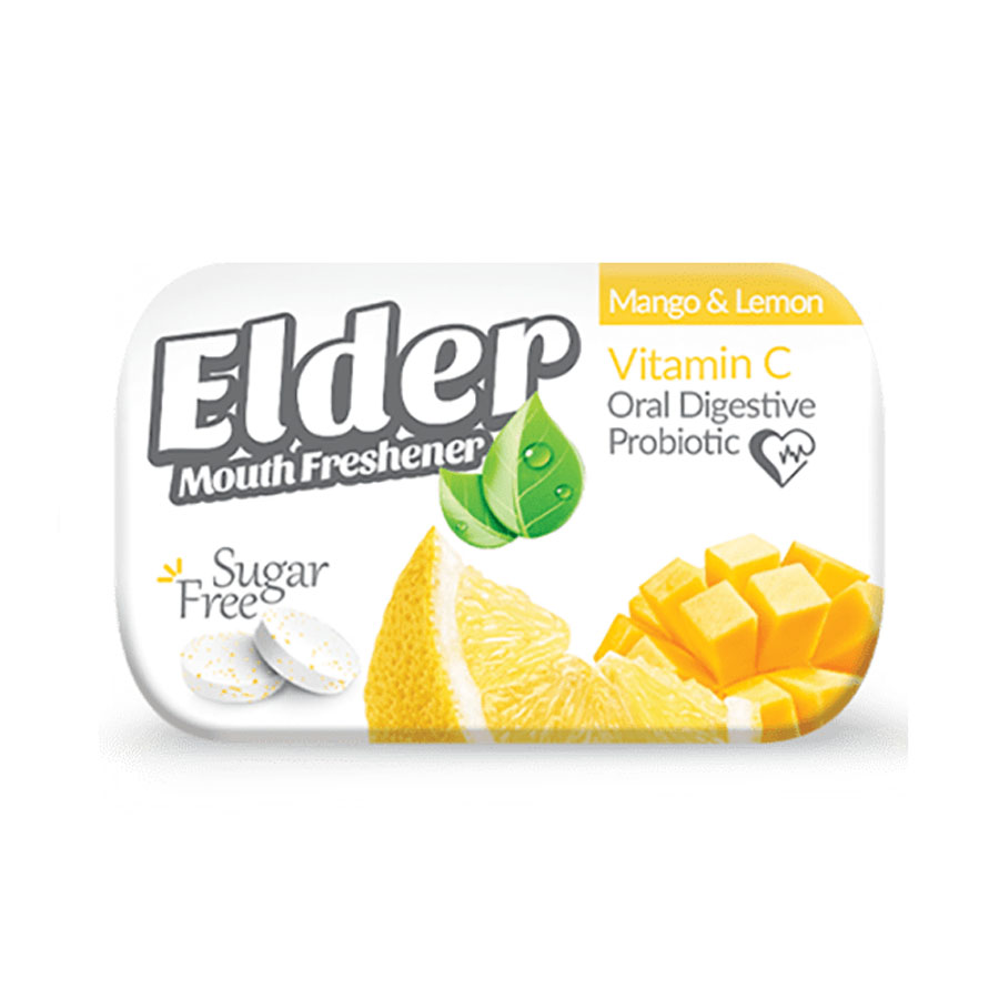 elder mango & lemon قرص خوشبو کننده دهان الدر مدل انبه لیمو وزن 15 گرم