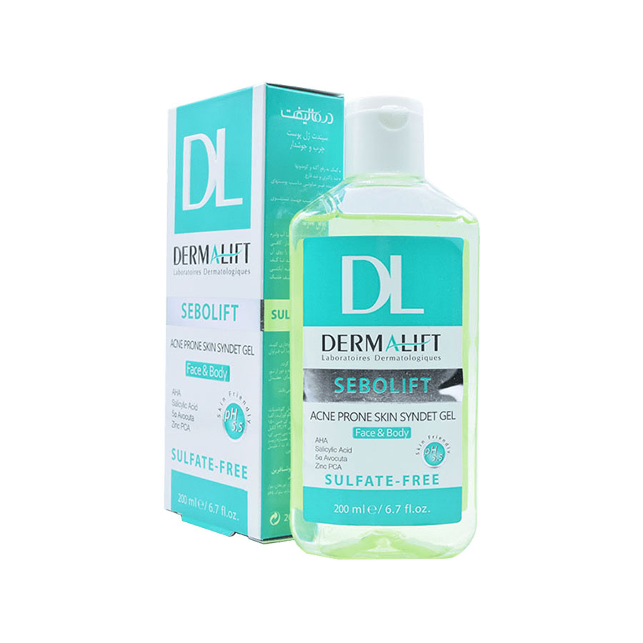 Dermalift Sebolift Acne Prone Skin Syndet Gel 200 ml سیندت ژل پوست چرب سبولیفت درمالیفت ۲۰۰ میلی لیتر
