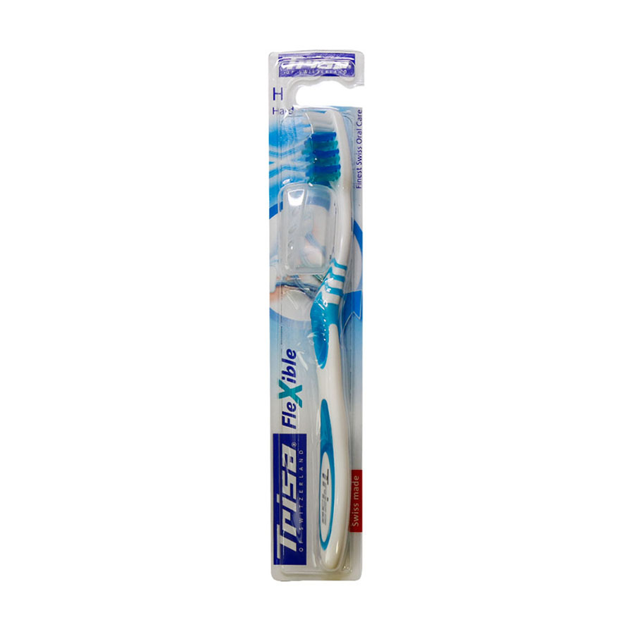 Trisa-Flexible-Hard-Toothbrush-blue مسواک فلکسیبل با برس سخت تریزا همراه با محافظ