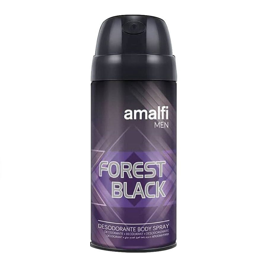 amalfi-men-forest-black اسپری خوشبو کننده بدن آمالفی مدل فارست بلک حجم 150 میلی لیتر