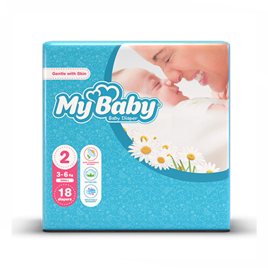 my babe پوشک سایز ۲ مای بی بی (۳ تا ۶ کیلو گرم) حاوی عصاره بابونه