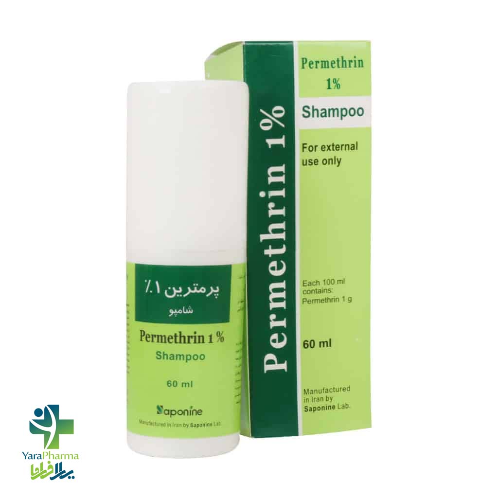 Saponine Permethrin 1% Shampoo 60 Ml خرید و قیمت شامپو پرمترین 1 درصد ساپونین